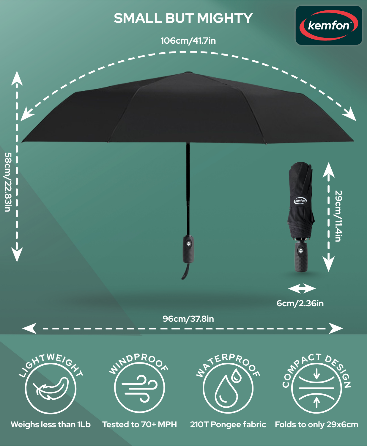 Kemfom Compact Windproof Automatic Open and Close Travel Umbrella