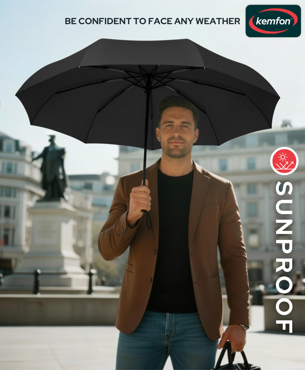 Kemfom Compact Windproof Automatic Open and Close Travel Umbrella